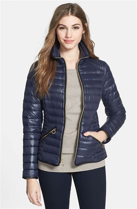 michael kors faux leather trim down jacket